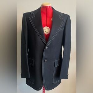 Shipley - Wool black with contrast stitching sport coat/ blazer Size 38R